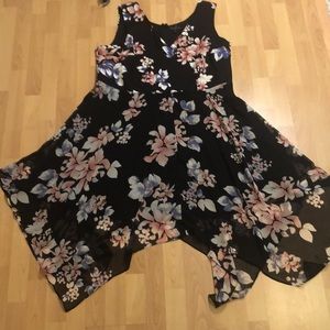 Lane Bryant Blue Floral V Neck Dress 22 24